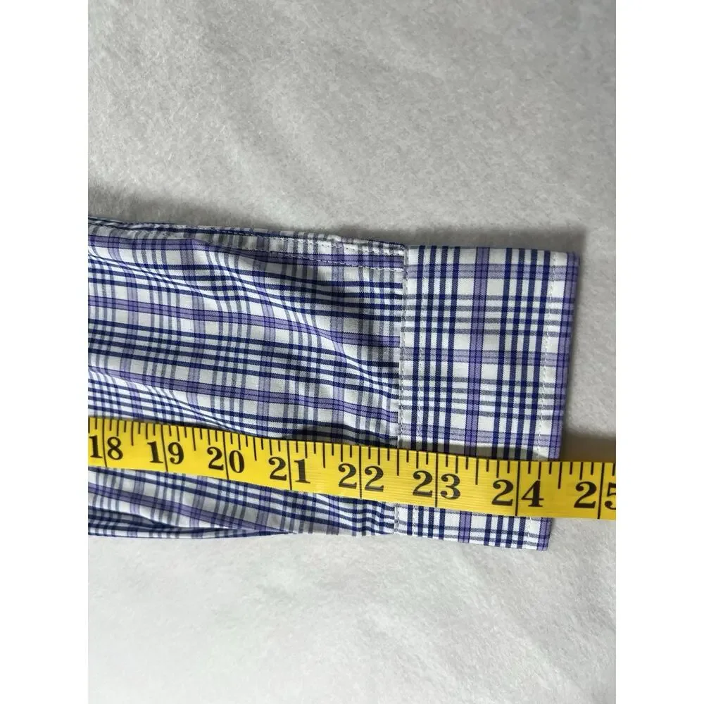 Cat & Jack Boys M (8) Plaid Dress Shirt Blue/Purple/White Long Sleeve Button-Up